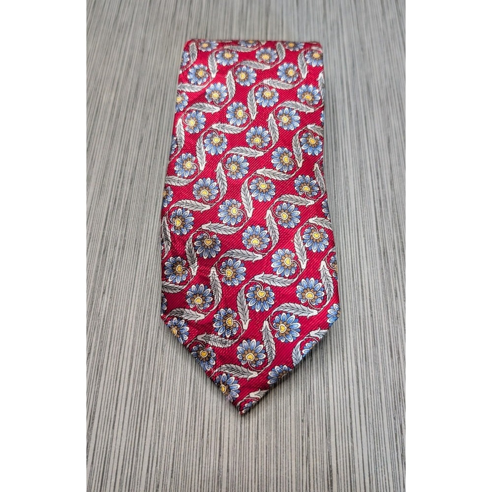 Robert Talbott Best of Class Nordstrom Red Floral Silk Tie Hand Sewn USA